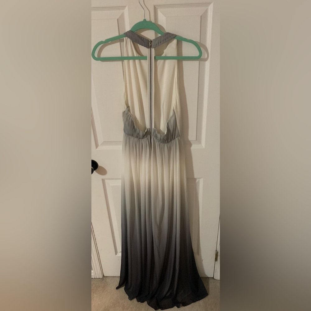 Alice + Olivia Womens Gray Ombre Silk Chiffon T Back Sleeveless Maxi Gown - Picture 4 of 5